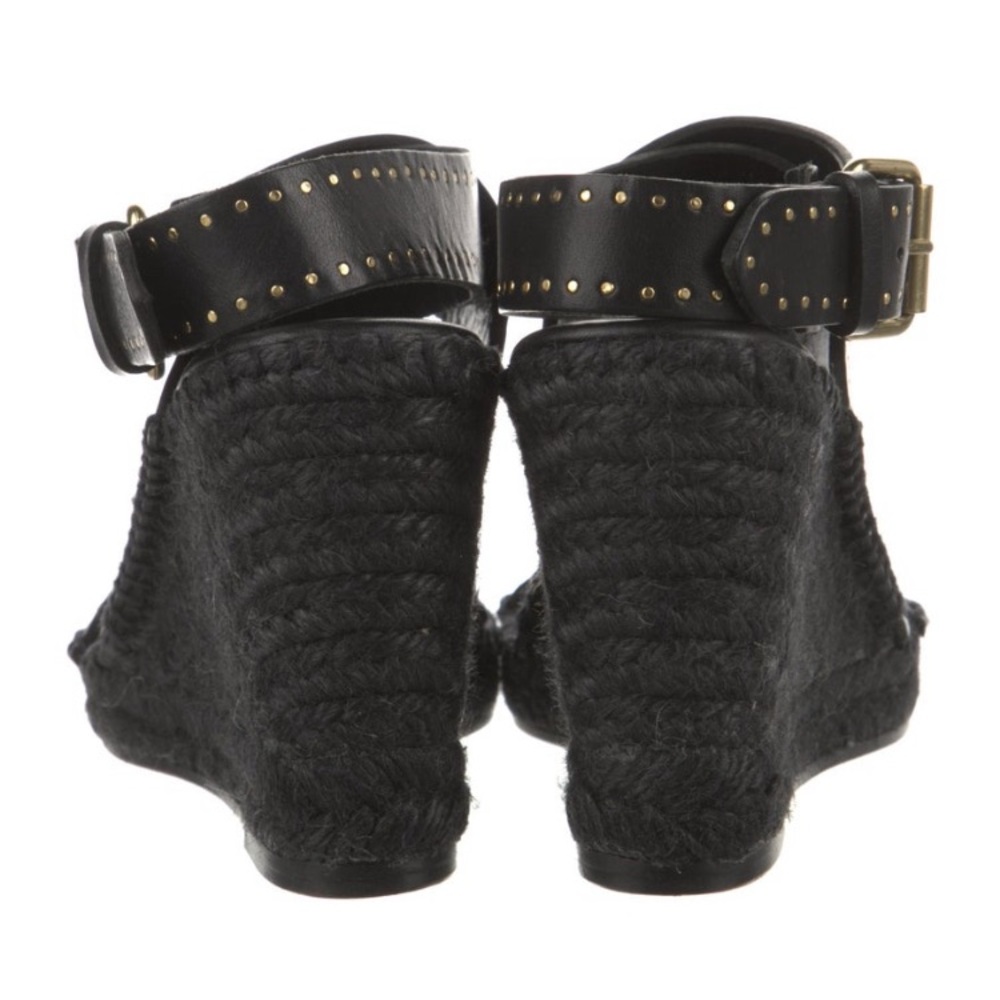 NWT Ladies ISABEL MARANT Black Leather Espadrilles Crossover Straps & Buckles - Picture 4 of 5